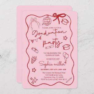 Grad Party Retro Invite Class of 2025,Whimsical