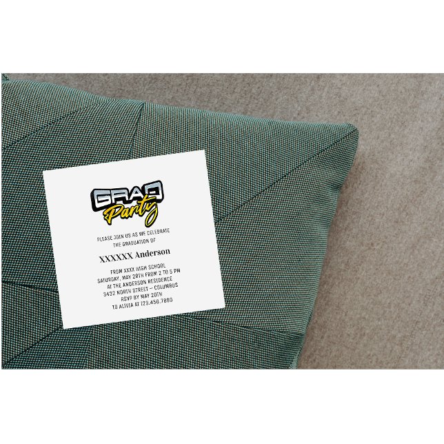 Grad Party Script Gold Black and White Enclosure Card (Creator Uploaded)
