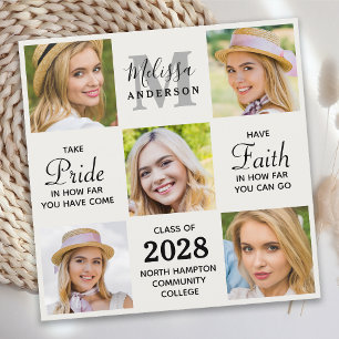 Grad Personalised 5 Photo Collage Graduation Announcement