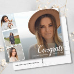 Grad Photo Collage Graduation Announcement Postcard<br><div class="desc">Announce your grad's big day with this postcard featuring 4 of his/her photos.  The backside offers space for a note,  party details,  save the date details,  etc.  Customisation if very flexible!  Modern and bold yet stylish and classic - perfect for your grad's big day.</div>