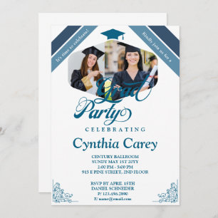 Grad Photo Collage Graduation Party Invitation