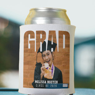 Grad Photo Graduation White Can Cooler