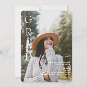 Grad Photo Rounded Graduation Party  Invitation