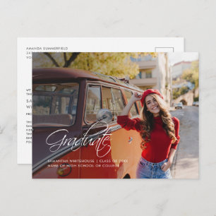 Grad Photo Script Modern Graduation 2025 Announcement Postcard