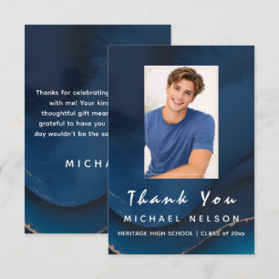 Grad Photo Thank You Card Ocean Blue
