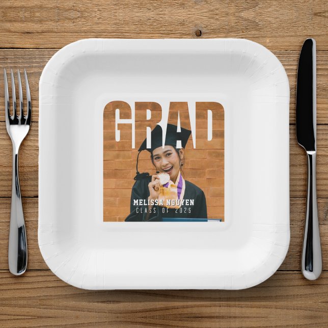 Grad Photo White Graduation Paper Plate (Grad Photo White Graduation Paper Plates
)