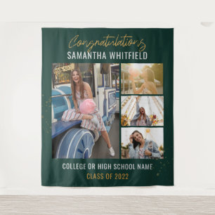 Grad Photos Green Graduation 2026 Backdrop Tapestry