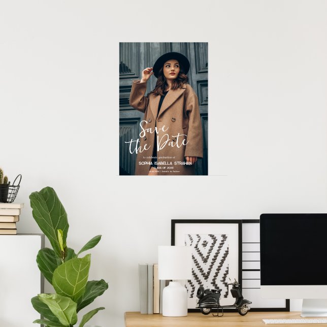Grad Poster - Custom Name Date Save The Date (Home Office)