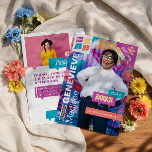 Grad Retro Hip Graduate Photo Magazine Cover Party Invitation