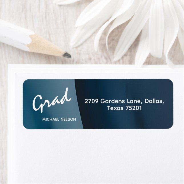 Grad Return Address Label Ocean Blue (Insitu)