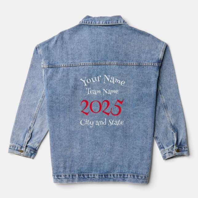 grad reunion retirement 2030 2031 2032 2033 2034  denim jacket (Back)