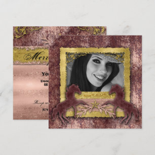 Grad Rose Gold Vintage Horse Western Invite