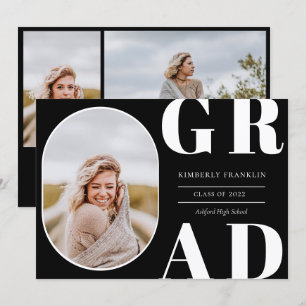 GRAD Rounded Photo Frame Graduation Invitation