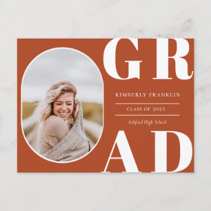 GRAD Rounded Photo Frame Graduation Invitation Postcard