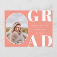 GRAD Rounded Photo Frame Graduation Invitation