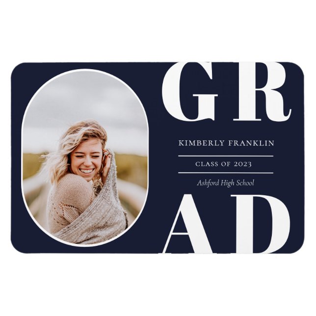 GRAD Rounded Photo Frame Graduation Magnet (Horizontal)
