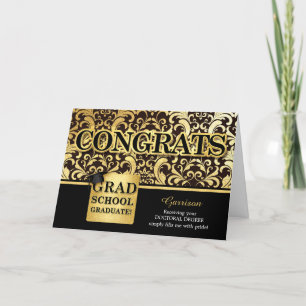 Grad School Graduate - Custom Name Faux Gold Foil Card