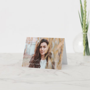 Grad Script Graduate Photo thank you card_snow