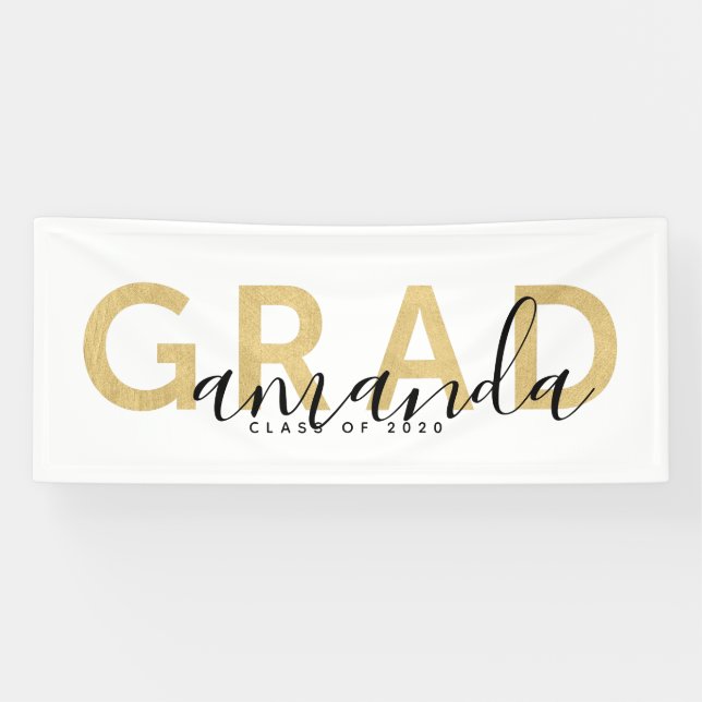 Grad Script Name Personalised Modern Graduation Banner (Horizontal)