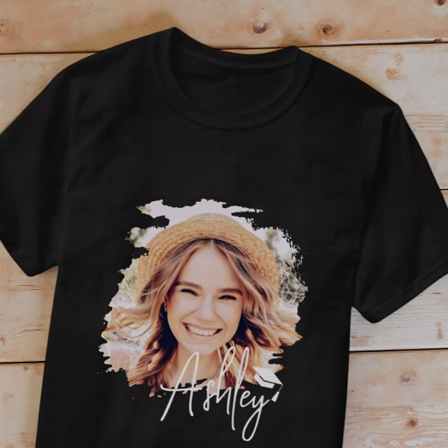 Grad Simple Modern Cool Typography Name and Photo T-Shirt (Creator Uploaded)