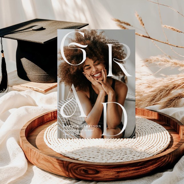 Grad Stacked Letters Typography Graduation Invitation (Creator Uploaded)