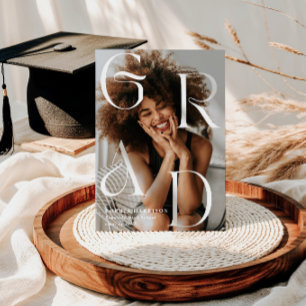 Grad Stacked Letters Typography Invitation