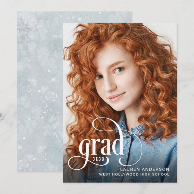 Grad Trendy Photo Graduation Announcement (Front/Back)
