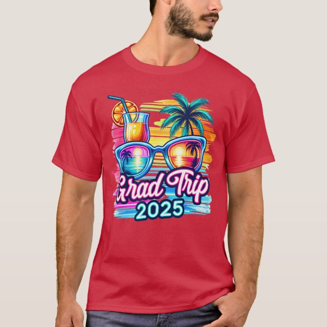 Grad Trip 2025 Matching Summer Palm Beach Vacation T-Shirt (Front)