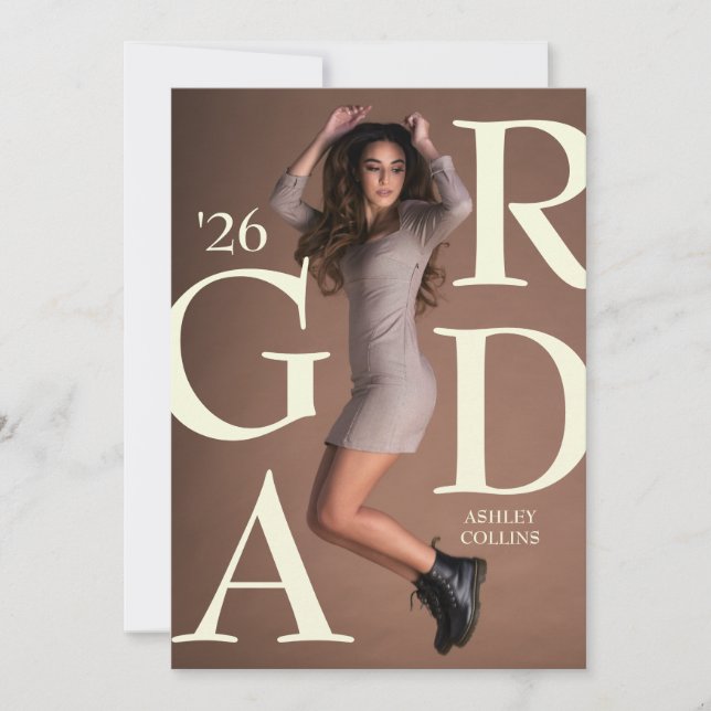 GRAD Typography Custom Photo Graduation Announcement (Front)