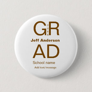 Grad typography modern graduation simple minimal c 6 cm round badge