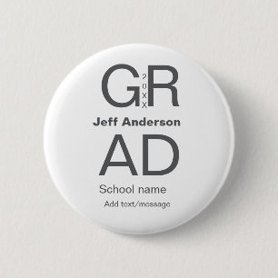 Grad typography modern graduation simple minimal c 6 cm round badge