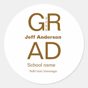 Grad typography modern graduation simple minimal c classic round sticker