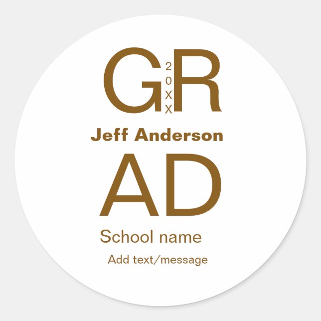 Grad typography modern graduation simple minimal c classic round sticker (Front)
