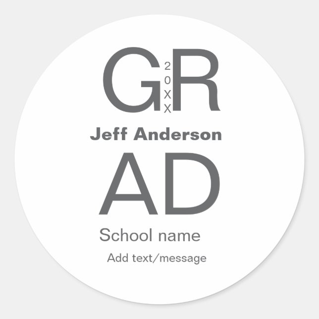 Grad typography modern graduation simple minimal c classic round sticker (Front)