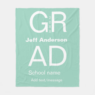 Grad typography modern graduation simple minimal c fleece blanket