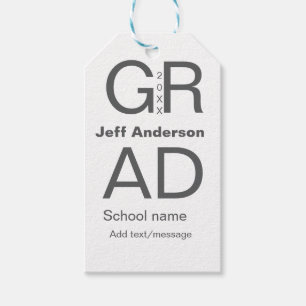 Grad typography modern graduation simple minimal c gift tags