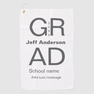 Grad typography modern graduation simple minimal c golf towel
