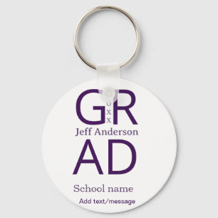 Grad typography modern graduation simple minimal c key ring