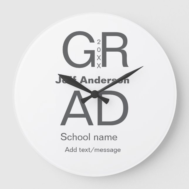 Grad typography modern graduation simple minimal c large clock (Front)