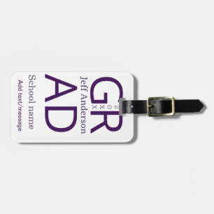 Grad typography modern graduation simple minimal c luggage tag