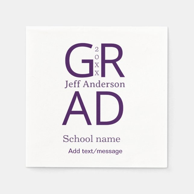 Grad typography modern graduation simple minimal c napkin (Front)