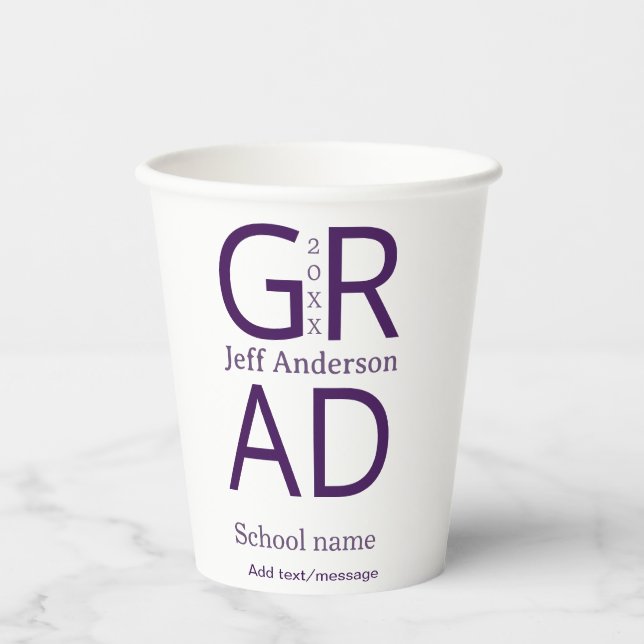 Grad typography modern graduation simple minimal c paper cups (Front)