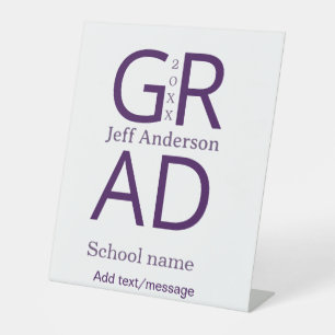 Grad typography modern graduation simple minimal c pedestal sign