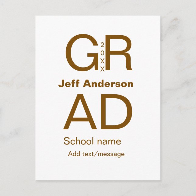 Grad typography modern graduation simple minimal c postcard (Front)