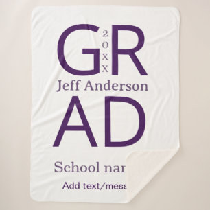 Grad typography modern graduation simple minimal c sherpa blanket