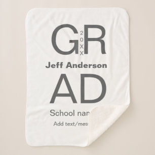 Grad typography modern graduation simple minimal c sherpa blanket