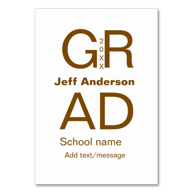 Grad typography modern graduation simple minimal c table number (Front)