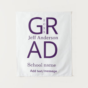 Grad typography modern graduation simple minimal c tapestry