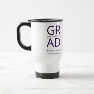 Grad typography modern graduation simple minimal c travel mug