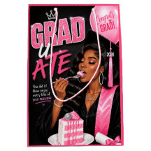 Grad U Ate Black Woman Pink Black Graduation
